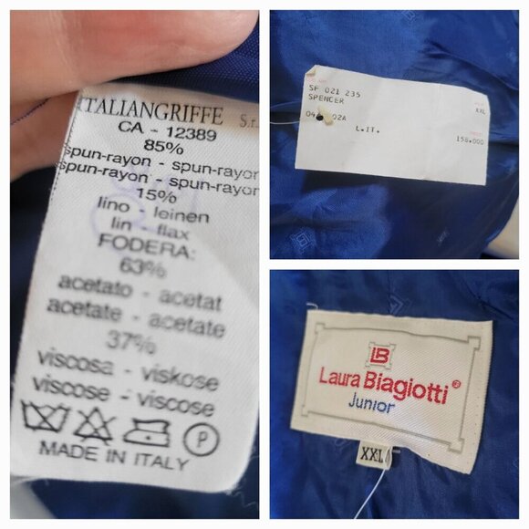 Vintage Laura Biagiotti Junior Royal Blue Cropped Blazer Size XXL - Picture 9 of 9